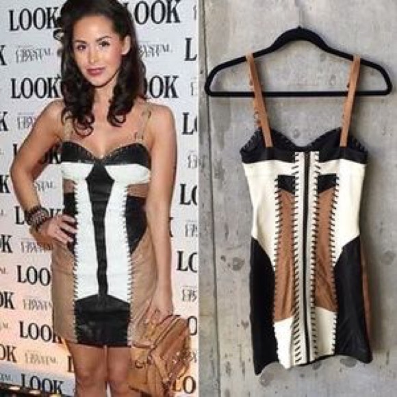 All Saints Co | Genuine Leather Corset Mini Dress - Picture 3 of 7